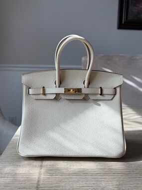 (Designer Inspired) 25cm Cream Genuine Leather satchel